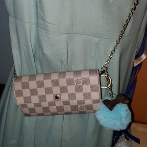 ♥️Portefeuille Sarah Damier Azul Wallet Crossbody
